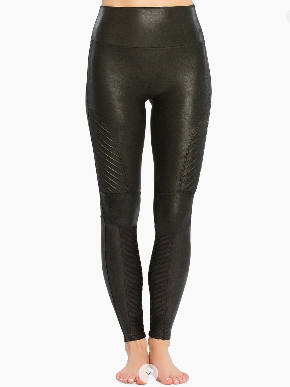 Spanx Moto Black Faux Leather Leggings Size Medium